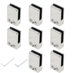 8Pcs Square Glass Clamps with 2pcs Hex Screwdriver Brushed Nickel 64x42x24mm