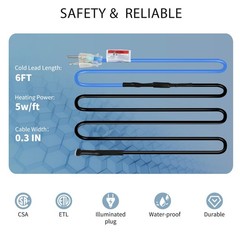 20ft Roof Heat Tape for Roof and Gutters, Constant Wattage 5w/ft, CSA ETL Cer…