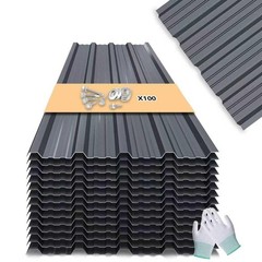 Metal Roofing Panels – 20 Pcs Waterproof Heavy Duty Metal Roof Panels Galvani…