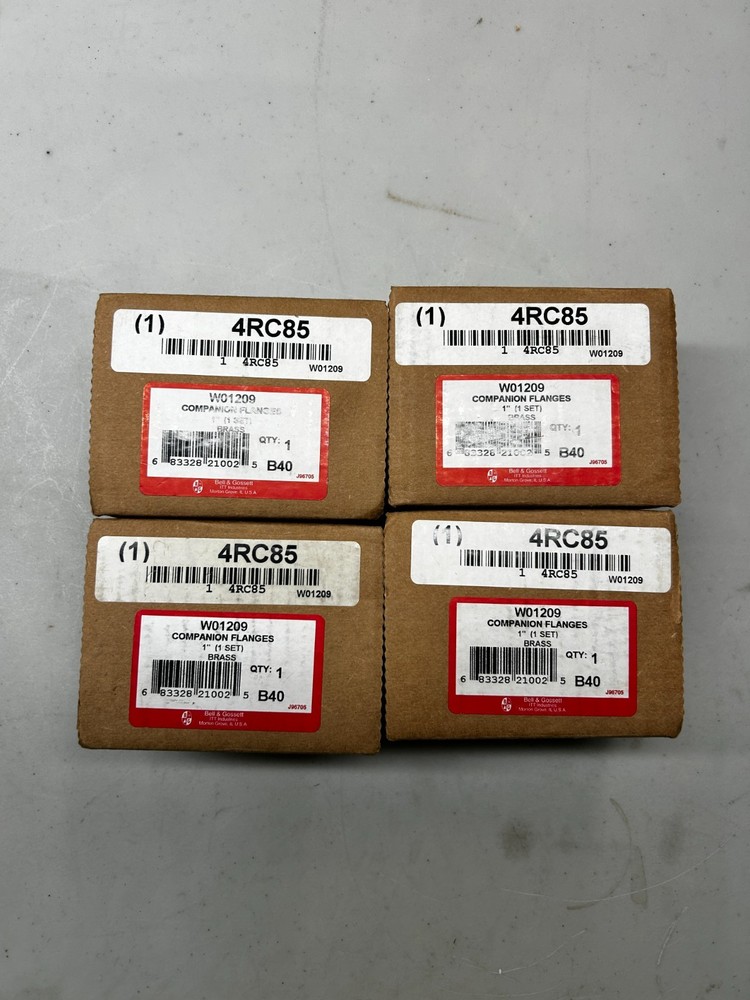 Group of 4 sets of B&G 1″ Companion Flanges Brass Part Number W01209