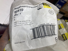 Viega 90410, MegaPress 2” Press Fit Cap, 316ss, 200psi, EPDM Sealing O-Ring