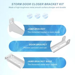 Reinforced Storm Door Closer Bracket Kit, Heavy-Duty Screen White