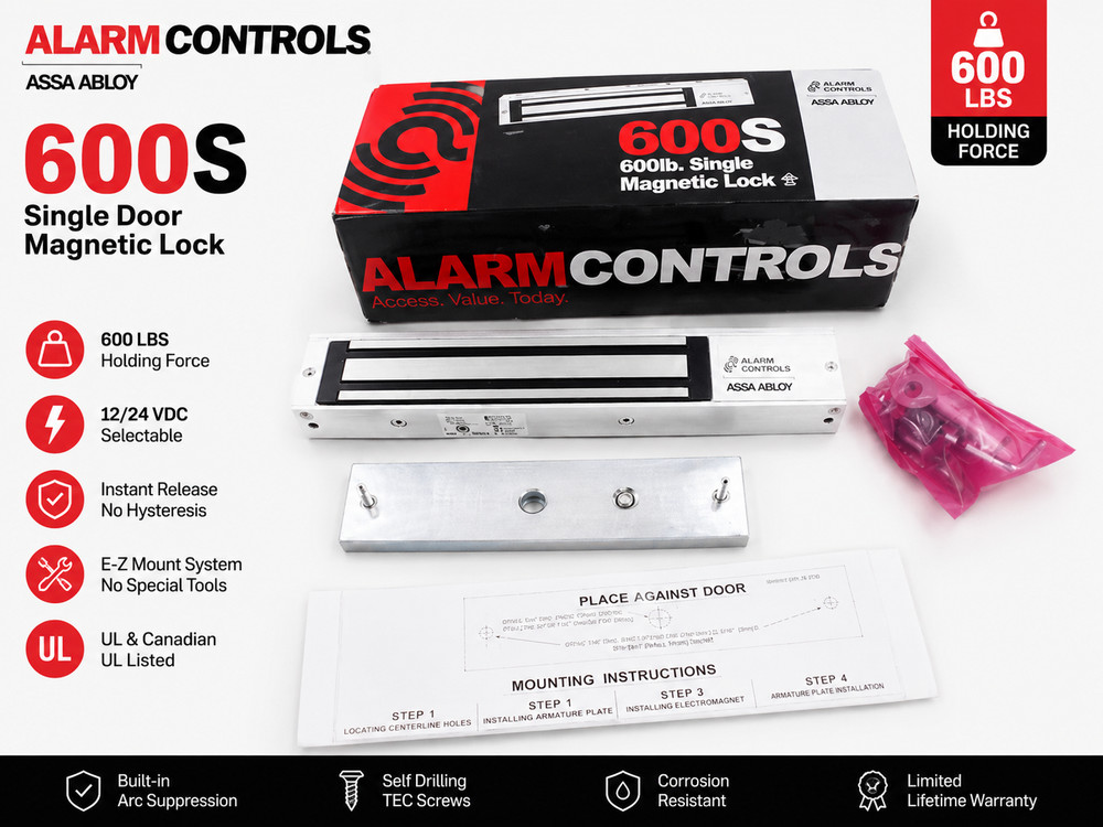 Alarm Controls Assa Abloy 600S Magnetic Door Lock 600 lb Hold New Box