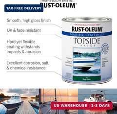Rust-Oleum 396958 Marine Coatings Topside Paint, Quart, Gloss Navy Blue