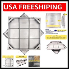 24X24 Stainless Steel Manhole Cover and Frame, Square Septic Tank Lid with Base,