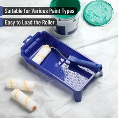 Bates- 4 Inch Paint Roller Kit, 5 pcs, 4 Blue Tray & Frame, Small