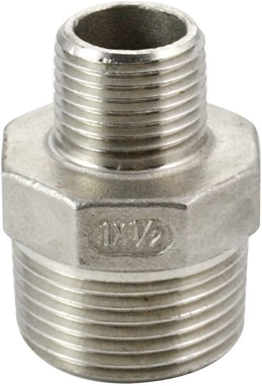 1″ to 1/2″ inch male NPT Hex Nipple Pipe Fitting Reducer Reducing Adapter SS 304