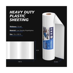 Crawl Space Vapor Barrier, 10Mil Film, 10′ x 100′, Drop Cloth Vapor Barrier C…