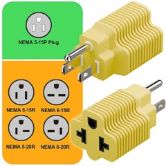 [4-in-1] 15 Amp Household AC Plug to 20 Amp T Blade Adapter,5-15P to 5-20R,5-…
