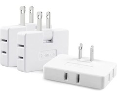 3 Pack AC Flat Wall Outlet Extender Plug Adapter Outlet, 3 Piece, White