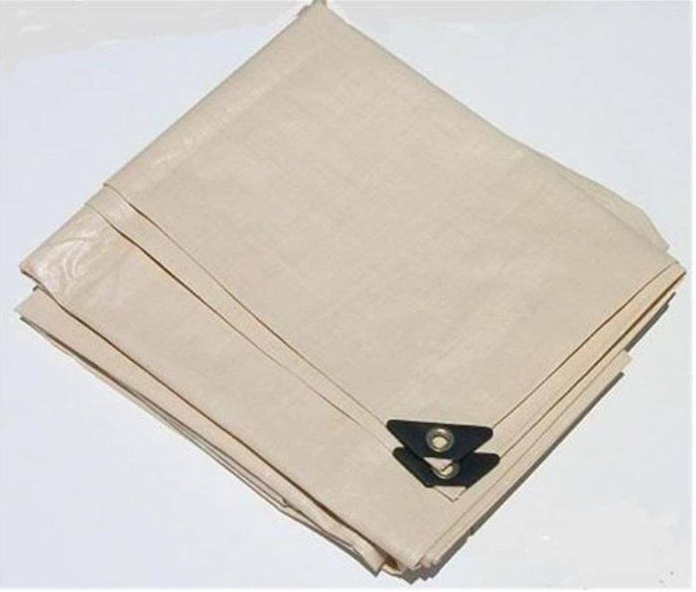 8′ x 12′ Tan Beige Heavy Duty Waterproof Poly Tarp | 12 mil, Grommets, Finish…