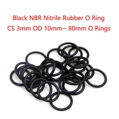Black CS 3mm OD 10~80mm O Rings Nitrile Rubber Washer NBR Joint Sealing O-Ring
