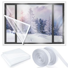 Beeveer 87″x30′ Window Insulation Kit, Cuttable, Transparent Film w/Adhesive