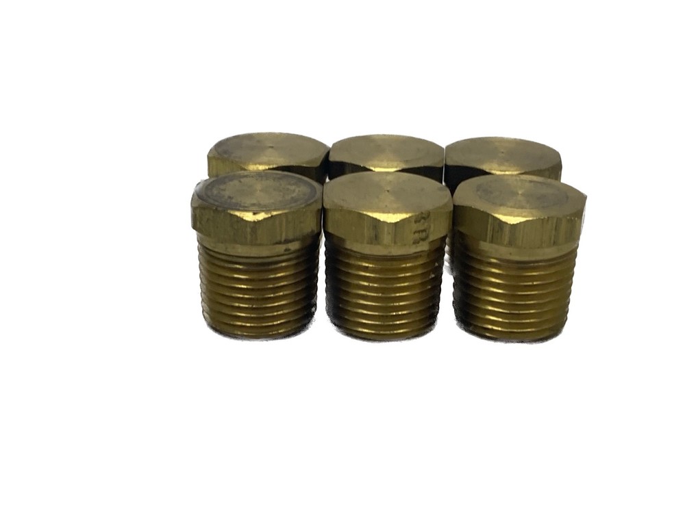 (6) NEW OLD STOCK Parker 1/2” MNPT Brass Hex Head Pipe Plug 218P-8