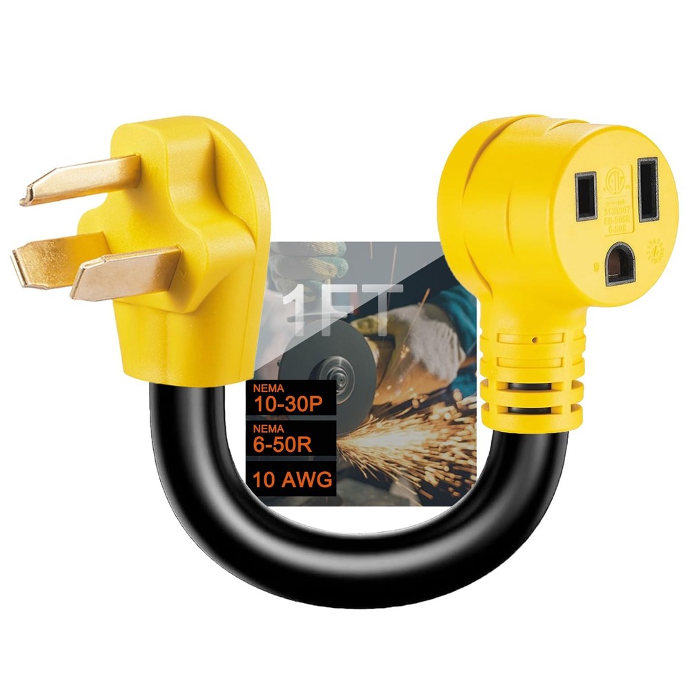 Suplevel NEMA 10-30P to 6-50R Welding Adapter Cord, 30 Amp 3 Prong Yellow