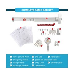IRONWALLS Push Bar Panic Exit Device with Alarm & Exterior Lever, 70cm/27.5̶