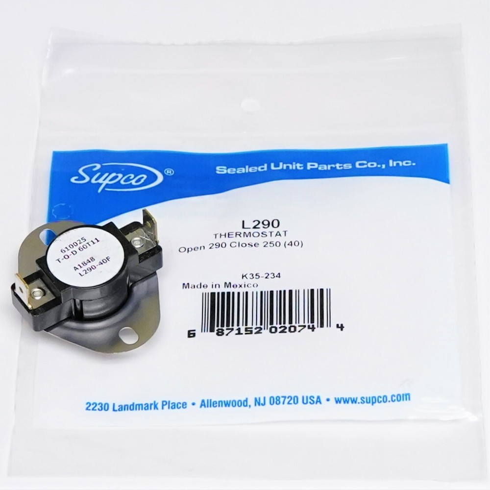 Supco L290-40 Heater Limit Thermostat Thermodisc Open On Rise