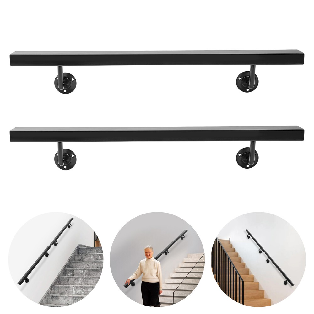 Stainless Steel Handrail – Wall Mounted Modern Rectangle Steel Wall Handrail USA