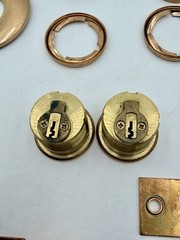 Vintage Nos Corbin Double Cylinder Deadbolt Set Brass / Bronze With Keys Unused