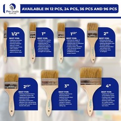 Pro Grade – Chip Paint Brushes – 24 Ea 2 Inch Chip Paint Brush Light Brown