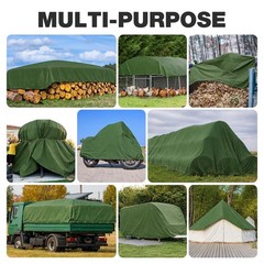 Winpull Heavy Duty Canvas Tarp 10×12 ft, 12oz (350 GSM) Polyester Canvas Wate…