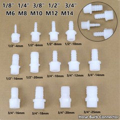 Plastic Male Thread Pipe Fittings Straight 1/8″- 3/4″ Hose Barb Connector 3-25mm