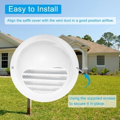 PATIKIL 6 Inch Vent Round Cover, Stainless Steel Exterior Wall 6 Inch, White