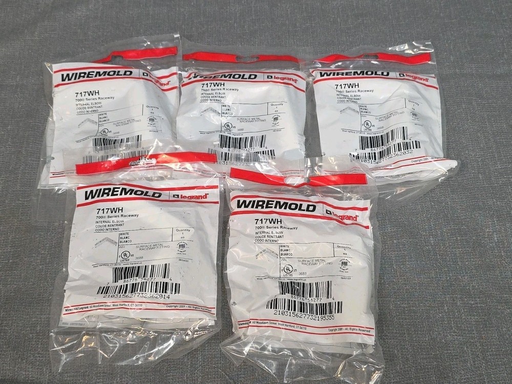 5 Wiremold 700 Series Inside Internal Elbow Fitting V717 White MADE IN USA!