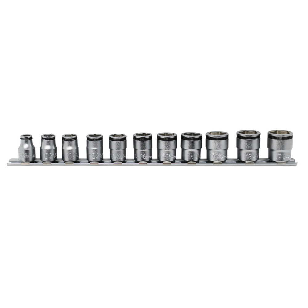 Ko-ken USA 3/8 Square Drive NUT GRIP Socket Set 8-19 mm Chrome Rail – 11 Piece