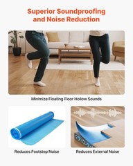 VEVOR Floor Underlayment 300 sq ft 3mm 3-in-1 Vapor Barrier for Laminate Blue