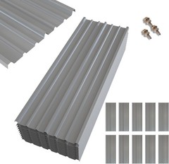 Corrugated Metal Roofing Panels, 10x 5.1ft Galvanized Steel Shed Siding