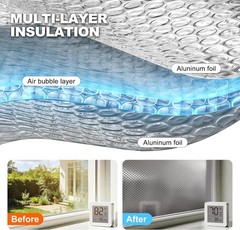 Reflective Insulation Foam,48″ x 10 Ft Window Insulation for Summer Heat,Aluminu