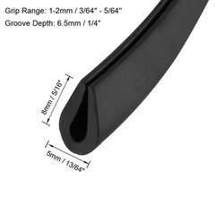 uxcell Edge Trim U Seal Black PVC Plastic U Channel 3/64” – 5/64”,