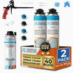 Thermal & Heat Insulation Spray Foam Kit (2×32.80 oz), Foam Cleaner and Foam Gun