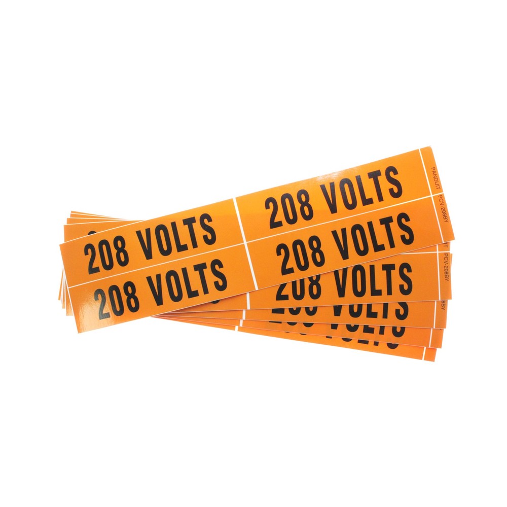 PANDUIT PCV-208BY “208V” PRE-MARKED BLACK & ORANGE VINYL VOLTAGE MARKER (5 PACK)