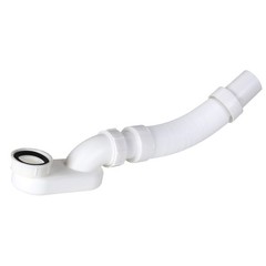 Flexible Freestanding Tub Drain Kit – Low Profile Flat P 1 1/2 inch, White