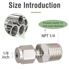 Stainless Steel 304 Compression Fitting 1/8 Inch OD Tube x 1/4 NPT Male 2 PCS