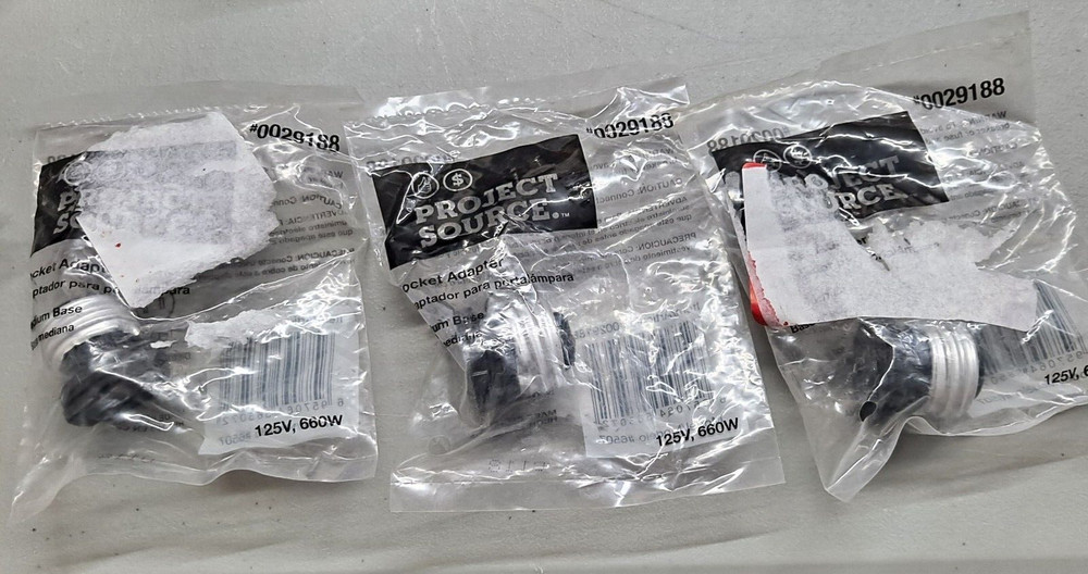 3 Project Source Socket Adapters, 125 Volt, 660 Watt, Medium Base #0029188