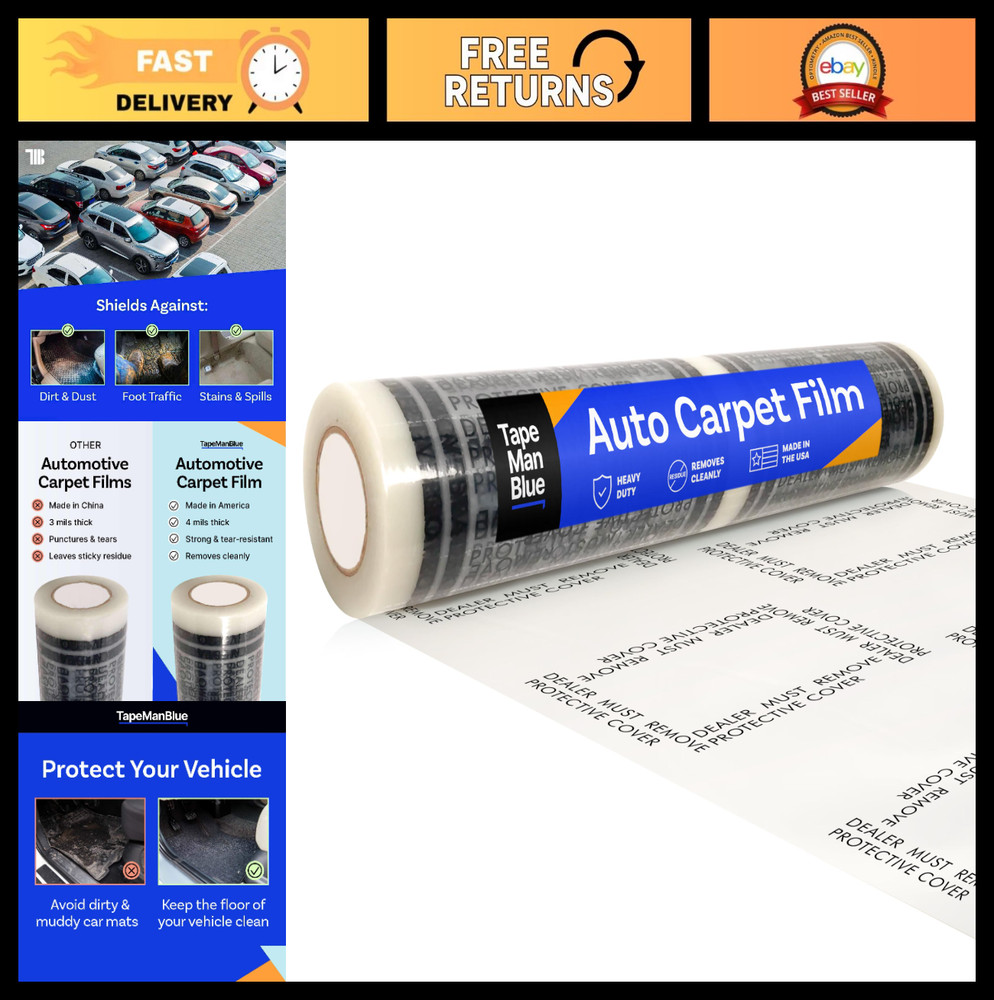 Carpet Protection Film 24″ x 200′ Roll, 4 Mils Thick, Clear Plastic Floor Coveri