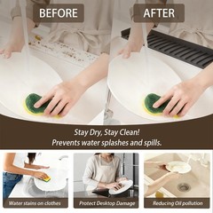 Silicone Sink Edge Protector with Suction Cup 4″ x 4in*20in, Black