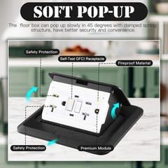 Hoolerry Pop up Floor Outlet Floor Kit Waterproof Self-Test GFI Electrical Ou…