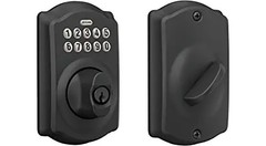 Schlage BE365 V CAM Keypad Deadbolt, Grade 2, Matte Black, 2-3/8″–2-3/4″