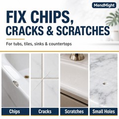 Tub & Tile Repair Kit, 5.6 oz Porcelain Epoxy, 6 Pigments, Easy~Sand