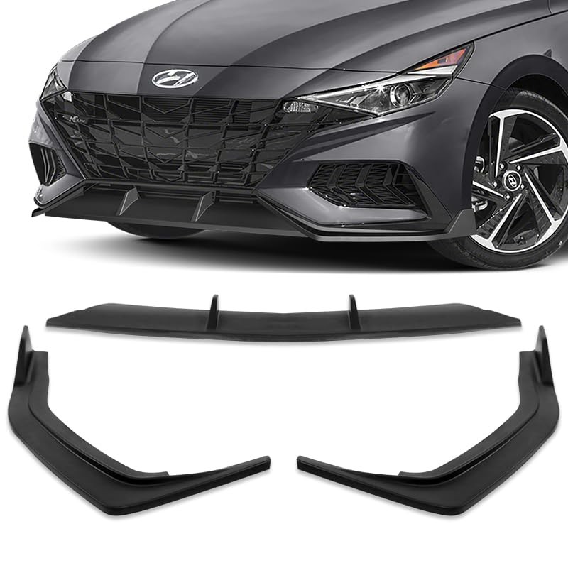 3pcs STP-Style Bumper Lip Spoiler for Elantra N-Line 2021-2023 Matt Black