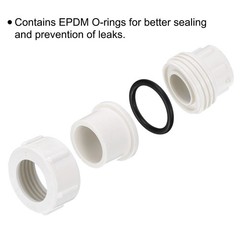 2 Pcs 1.2″ Union PVC Coupling Pipe Fitting Adapter, White