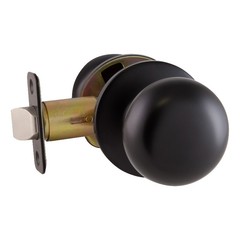 Design House Cambridge Brass Passage Doorknob in Matte Black