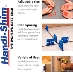 Heavy Duty Reusable Plastic Construction Shims for Spacing, Leveling, Plumbing a