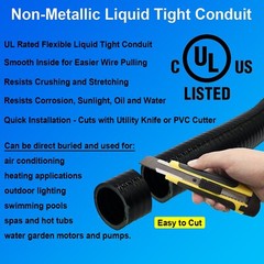 2″ x 25′ Black Flexible Liquid Tight, Non-Metallic Conduit – UL Listed