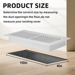 Floor Register 4×10, 4 Pack Vent Covers for Home White-4Pack