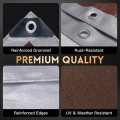 Tarp 16×20 ft Heavy Duty 10mil Silver/Brown 100% Waterproof High Durability M…
